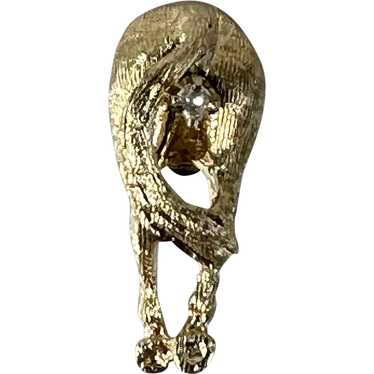 14K YG Horse Pin with Diamond - image 1