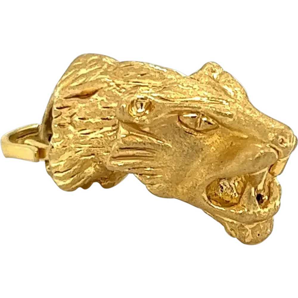 Textured 14k Yellow Gold Tiger Head Pendant - image 1