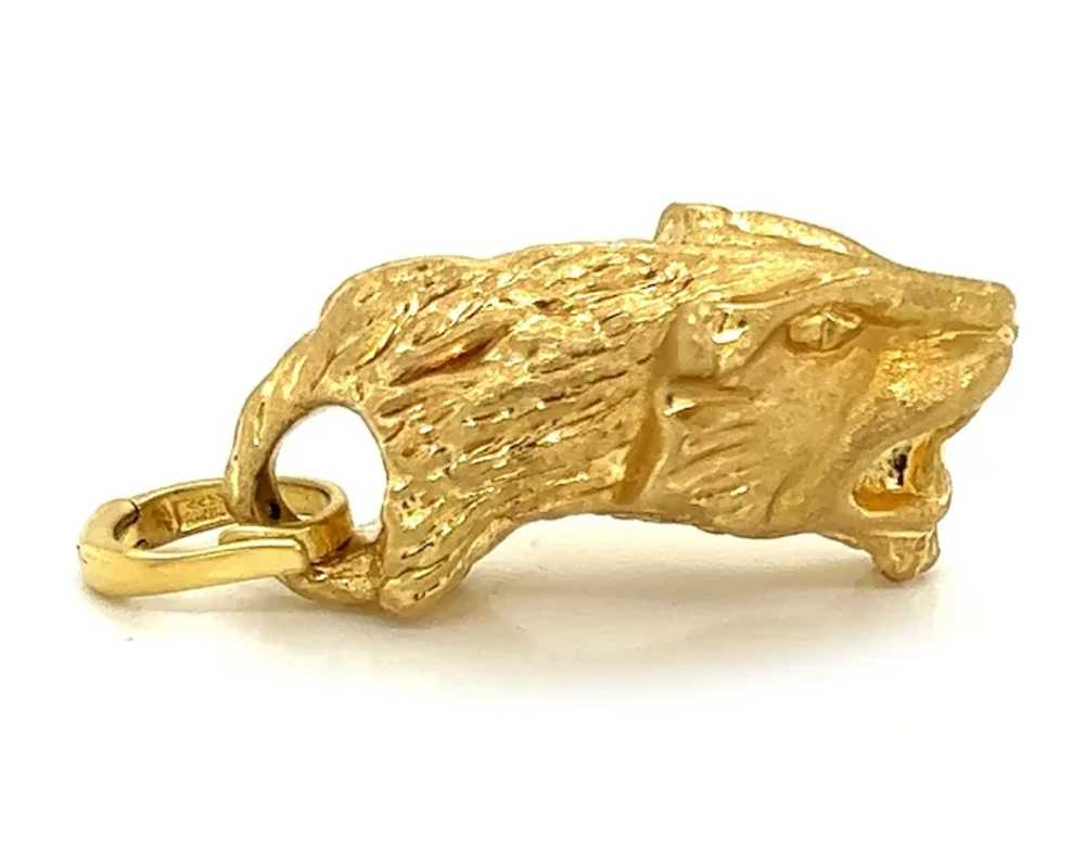 Textured 14k Yellow Gold Tiger Head Pendant - image 2