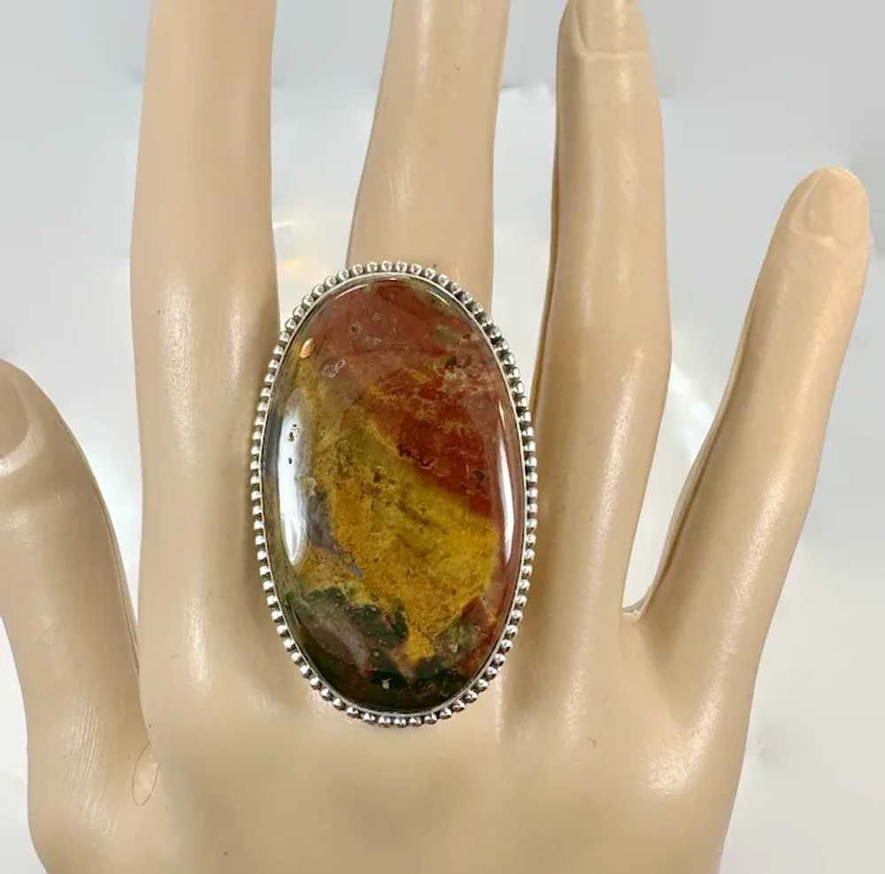 Jasper Ring, Mookite Jasper, Mookaite, Massive St… - image 2