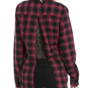 Vintage Hot Topic Red & Black Plaid Lace Girls Wo… - image 1