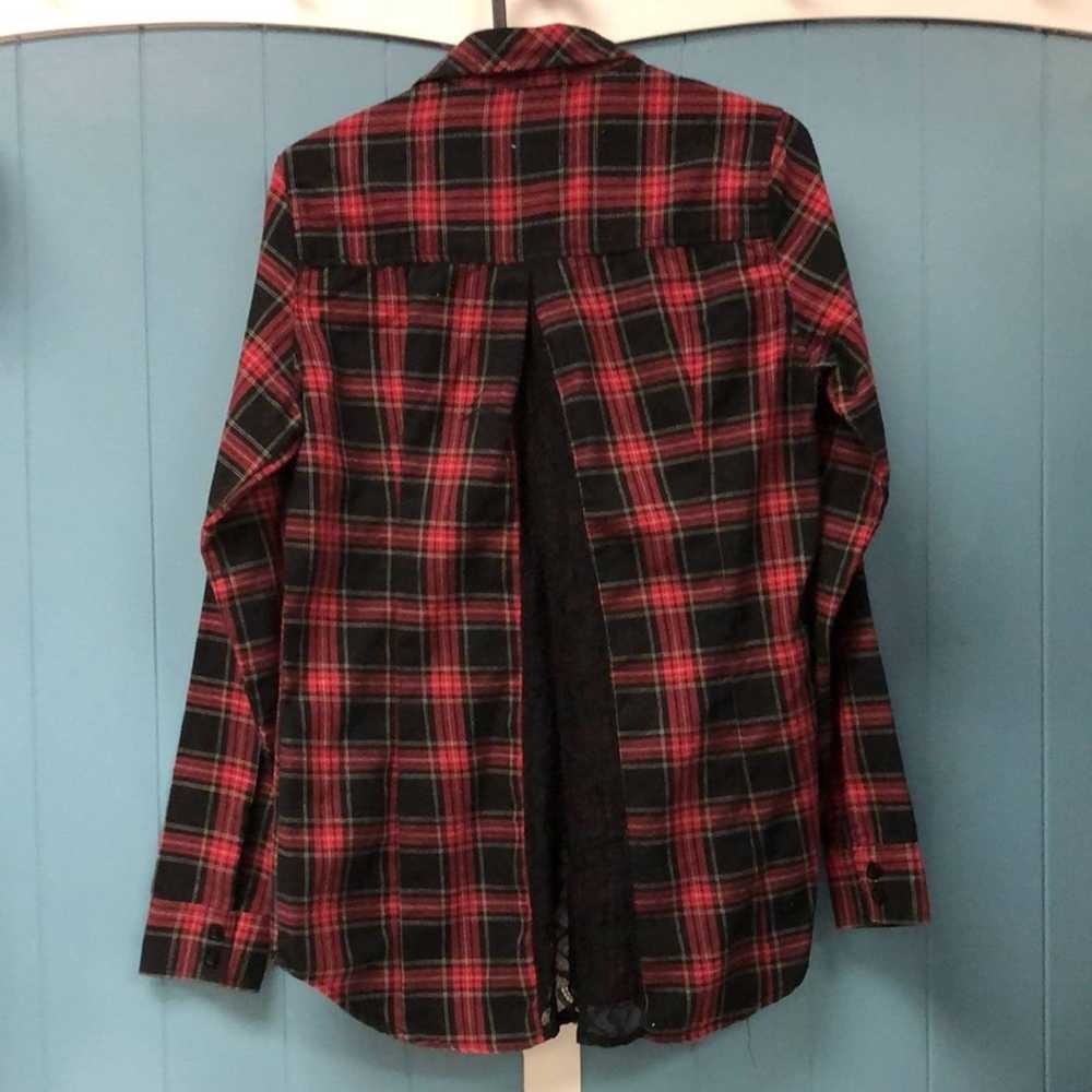 Vintage Hot Topic Red & Black Plaid Lace Girls Wo… - image 3