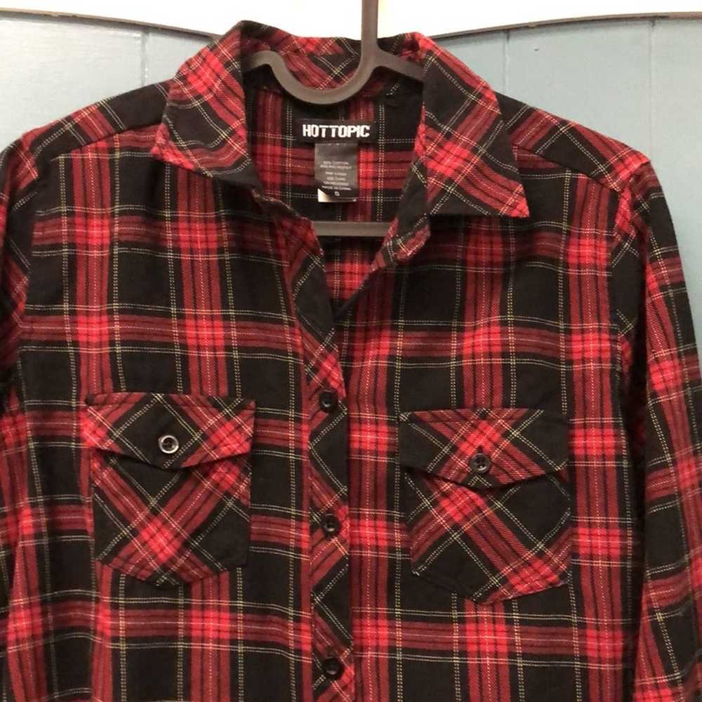 Vintage Hot Topic Red & Black Plaid Lace Girls Wo… - image 5
