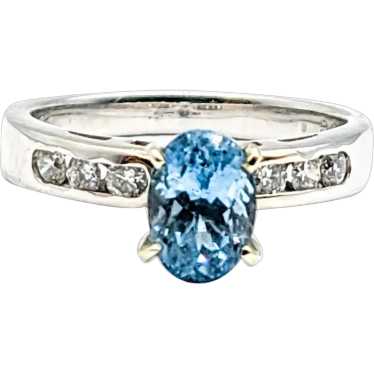 Exquisite Deep Blue Aquamarine & Diamond Ring - image 1