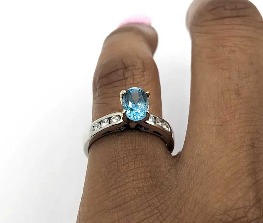 Exquisite Deep Blue Aquamarine & Diamond Ring - image 3