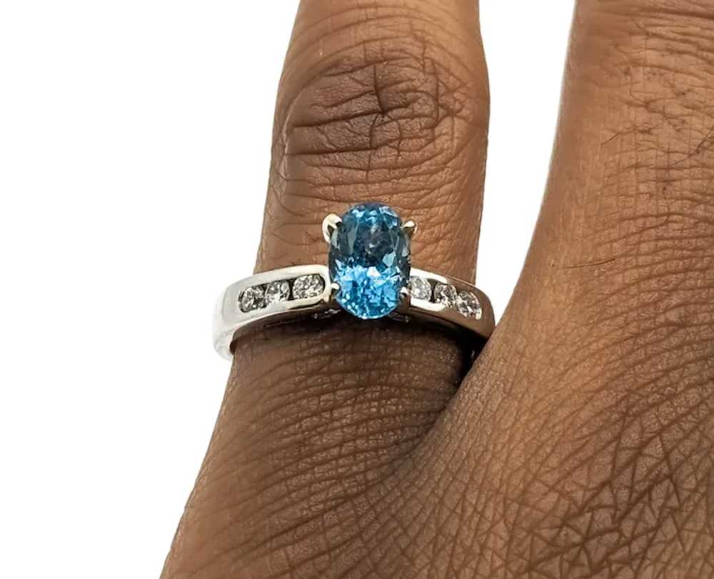 Exquisite Deep Blue Aquamarine & Diamond Ring - image 4