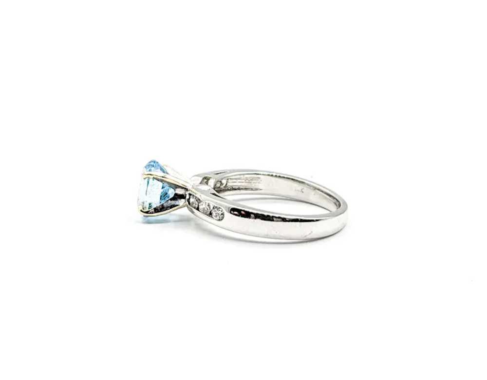 Exquisite Deep Blue Aquamarine & Diamond Ring - image 5