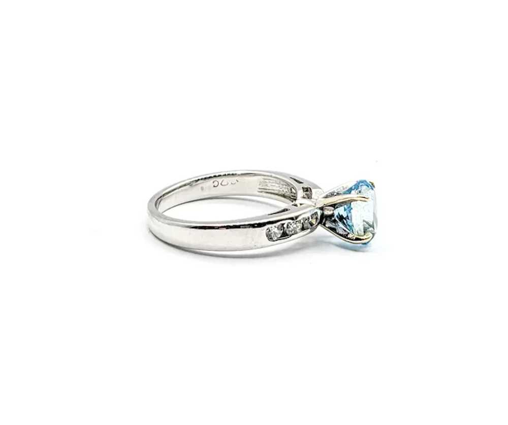Exquisite Deep Blue Aquamarine & Diamond Ring - image 7