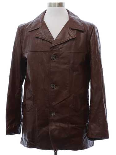 1970's London Fog Mens Mod Leather Car Coat Jacket