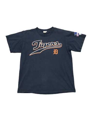 Vintage Detroit Tigers MLB Major League Baseball Jersey Blue Orange T-Shirt Medium Made in U.S.A. 100% Polyester
