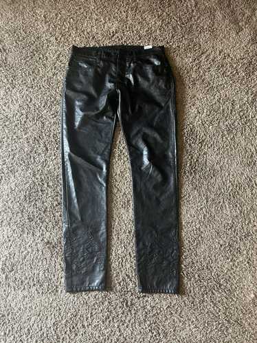 Streetwear × Vintage Black Waxed Denim Pants