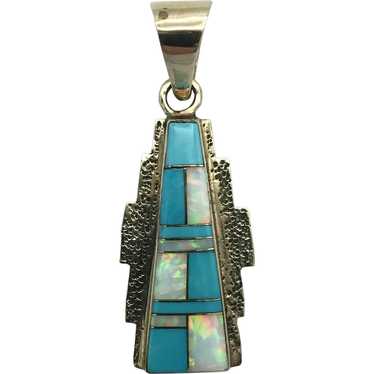 14K Opal and Turquoise Inlay Pendant