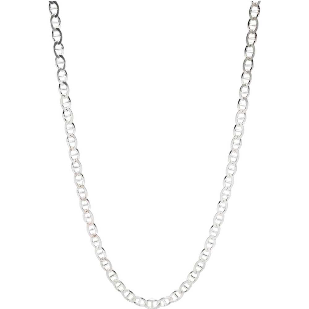 Italian Medium Mariner Link Chain Necklace, Sterl… - image 1