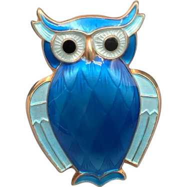 David Anderson Norway Owl Brooch / Pin, Blue Guil… - image 1