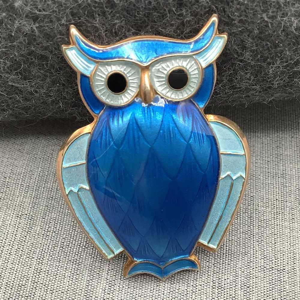David Anderson Norway Owl Brooch / Pin, Blue Guil… - image 2