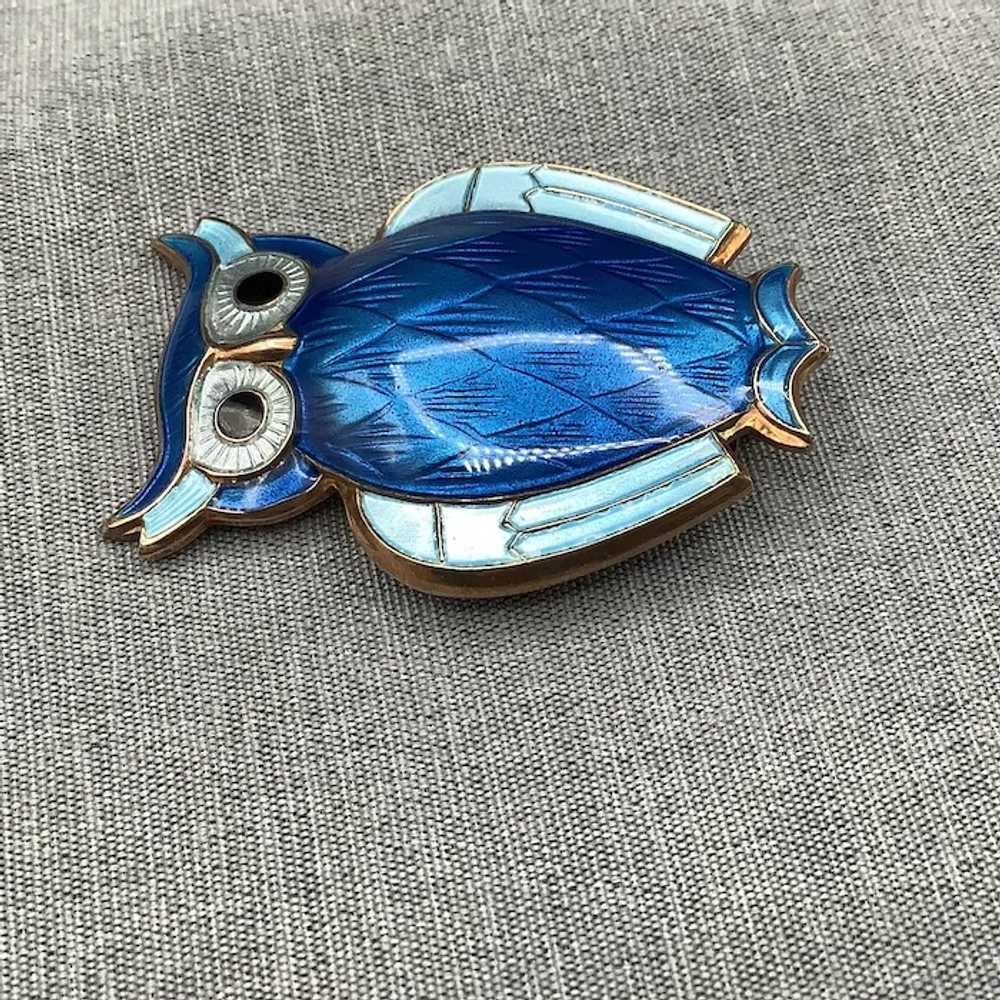 David Anderson Norway Owl Brooch / Pin, Blue Guil… - image 3