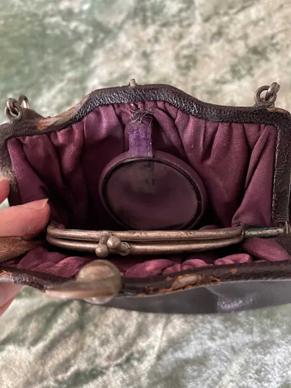 Sweet Antique Child's Leather Purse - Great Doll … - image 6