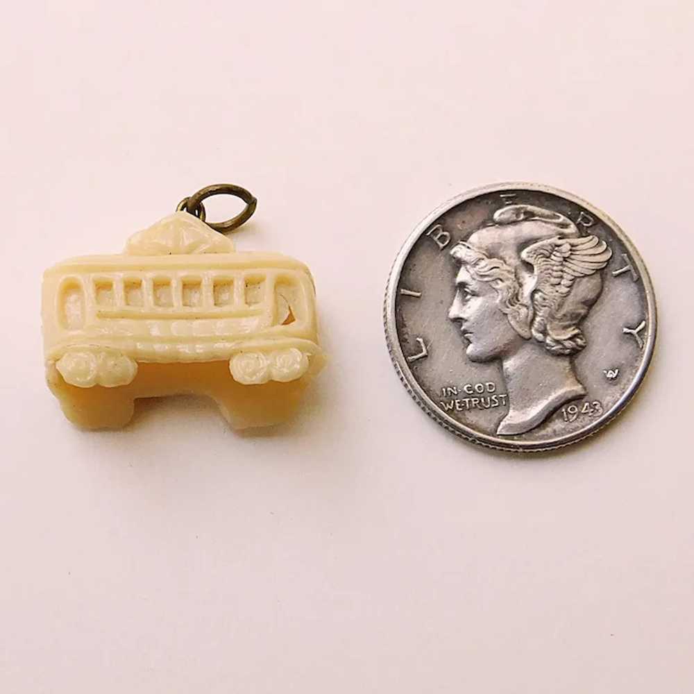Awesome CABLE CAR Vintage Celluloid Charm - image 2