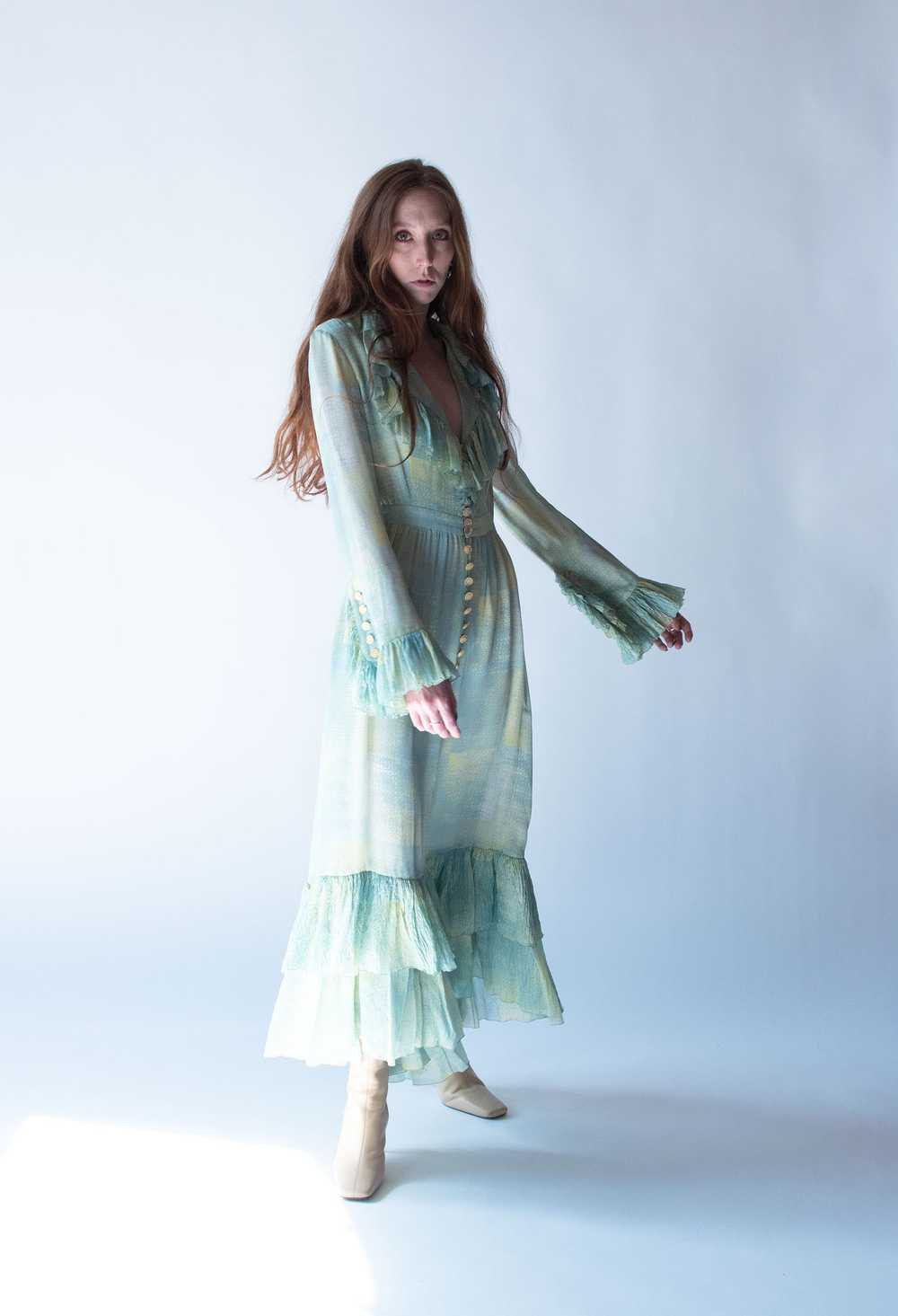 Ruffled Sleeve Silk Dress | Chloe - image 3
