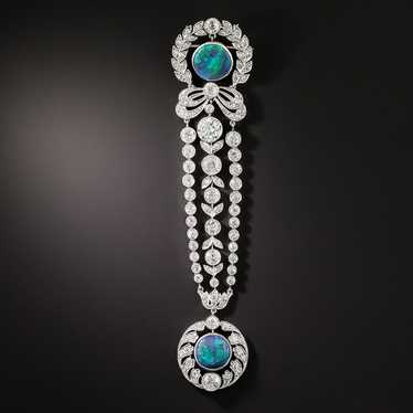 Edwardian Black Opal and Diamond Brooch - image 1