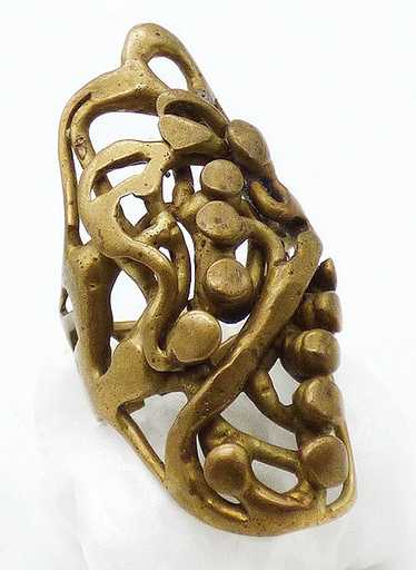 Artisan Abstract Brass Brutalist Ring