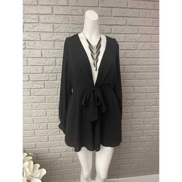 Other Lumiere Black Plunging V Long Sleeve Romper… - image 1