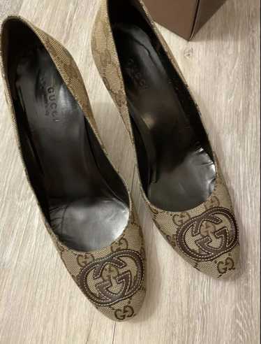 Vintage Gucci monogram horsebit shoes, Heeled pumps - Ruby Lane