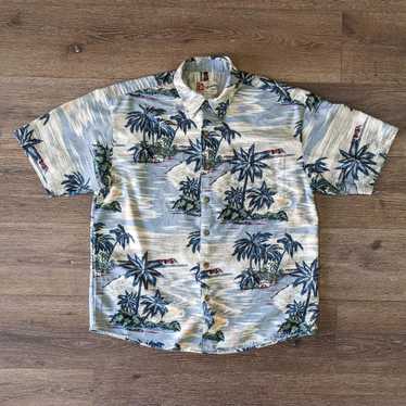 Hilo Hattie White on White Hibiscus Print Boys Aloha Shirt White / L