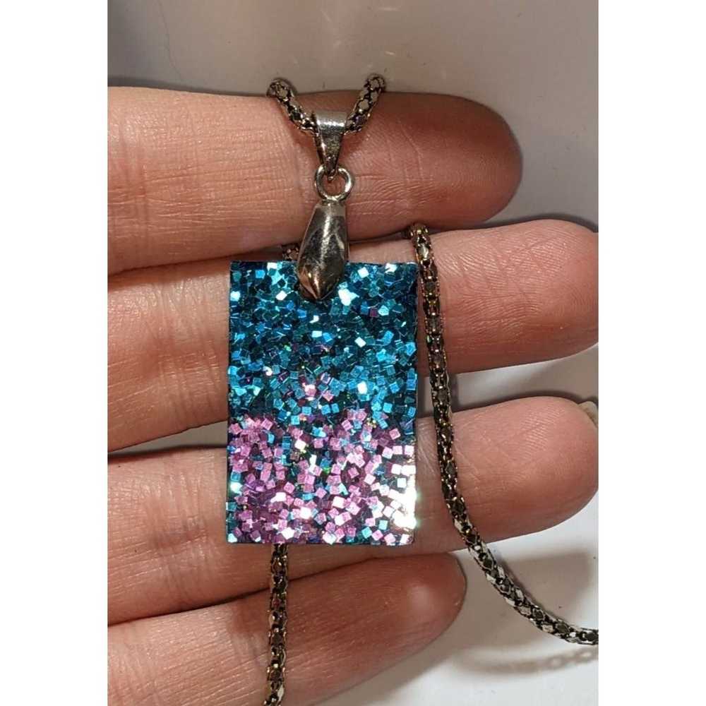 Other Reversible Blue And Purple Glitter Pendant … - image 1