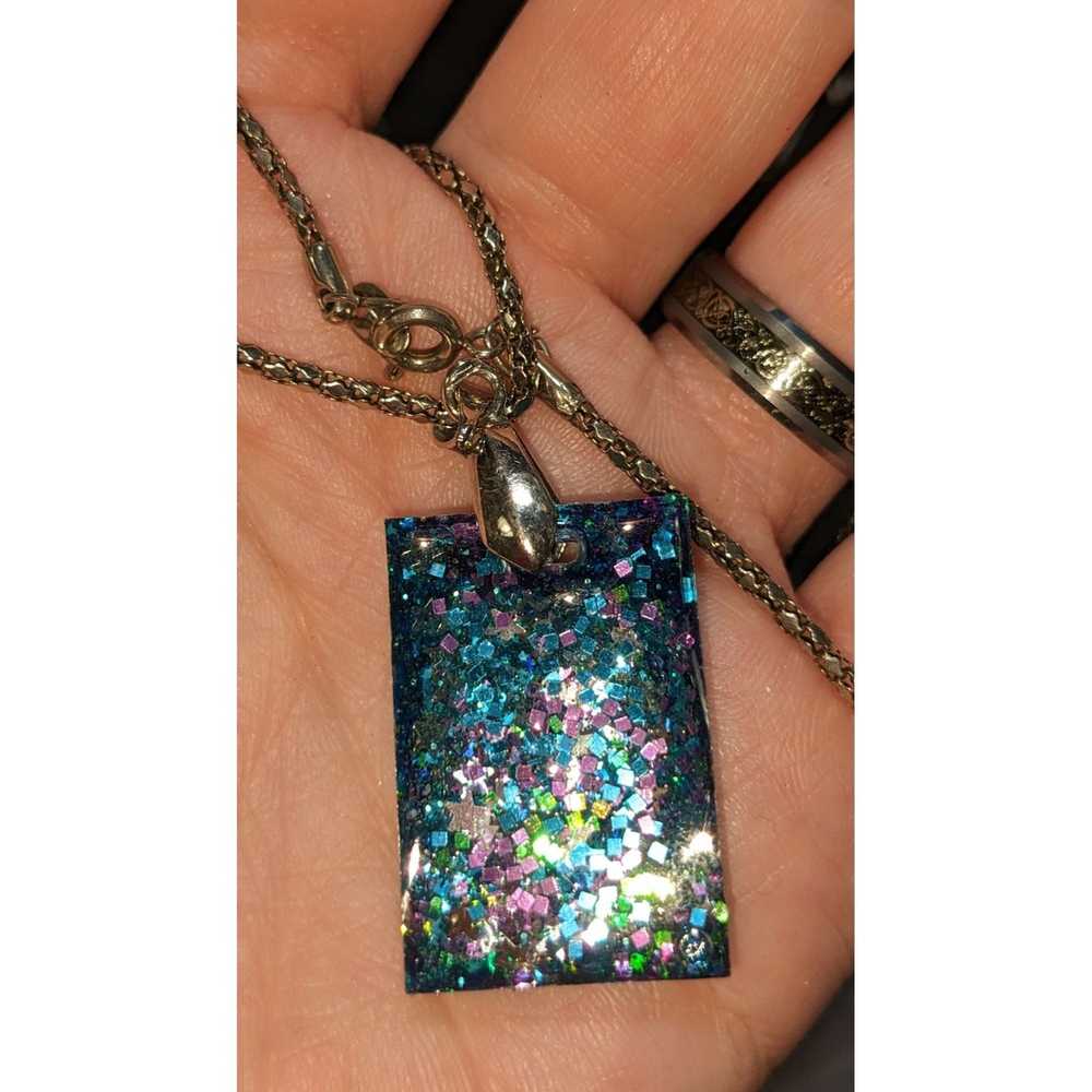 Other Reversible Blue And Purple Glitter Pendant … - image 2