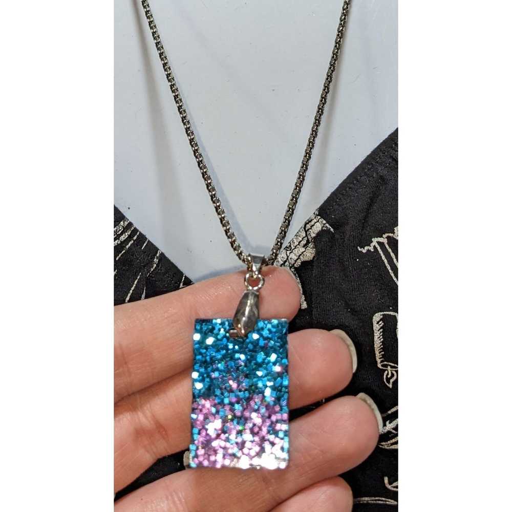 Other Reversible Blue And Purple Glitter Pendant … - image 3