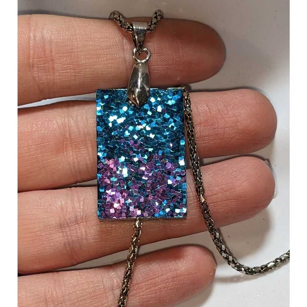 Other Reversible Blue And Purple Glitter Pendant … - image 5