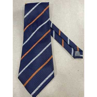 Buy the Authentic Mens Blue Silk Printed Keeper Loop Adjustable Pointed  Necktie