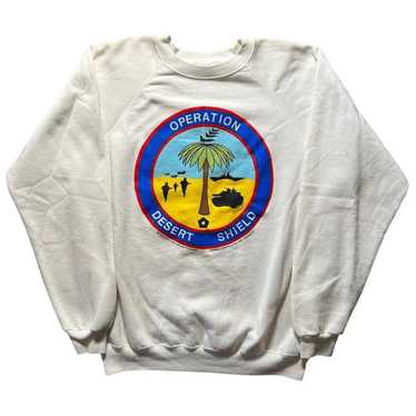 Hanes × Vintage 90s Military Desert Shield Crewne… - image 1