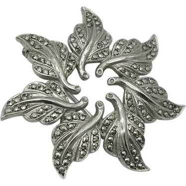 Womens Brooch Sterling Silver Branch With Flowers And Leaves