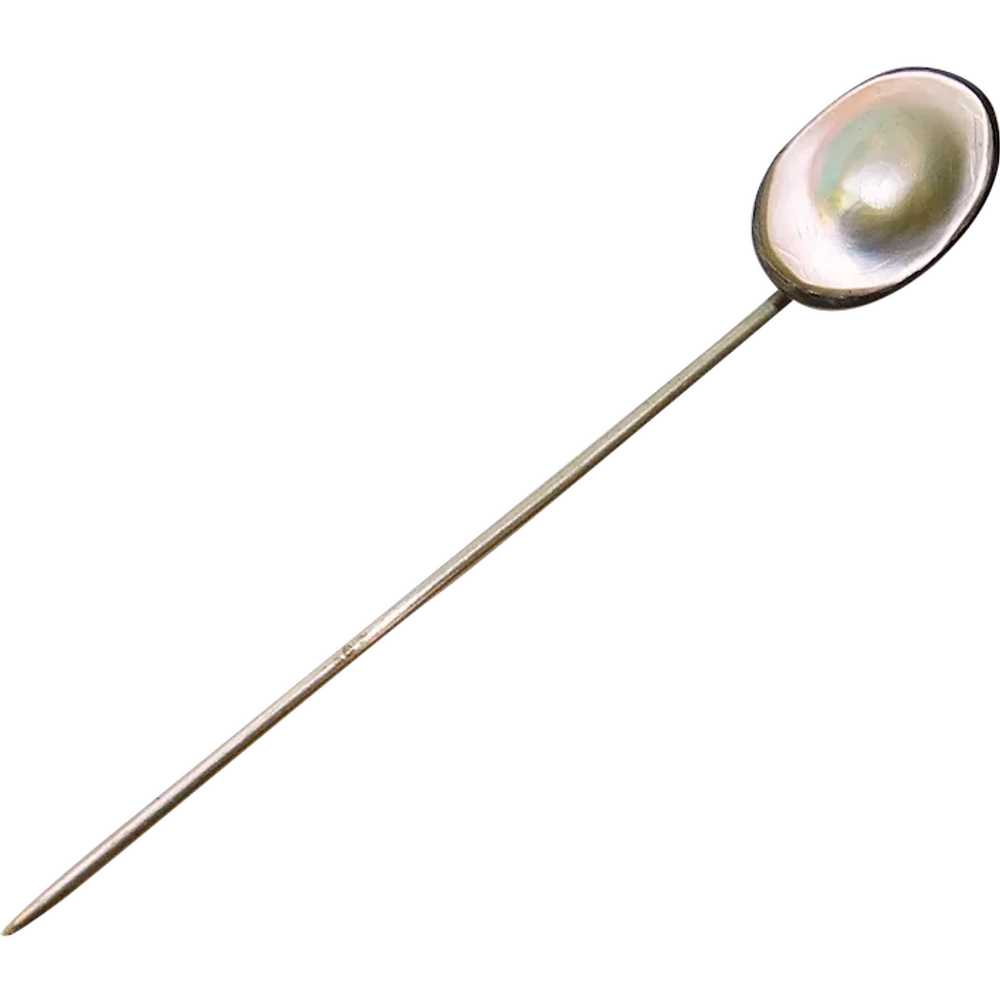 Antique Sterling & Blister Pearl Shell Stickpin -… - image 1