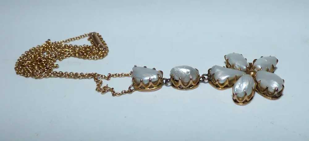 Rare Antique Victorian 15ct Gold Baroque Pearl Fl… - image 4