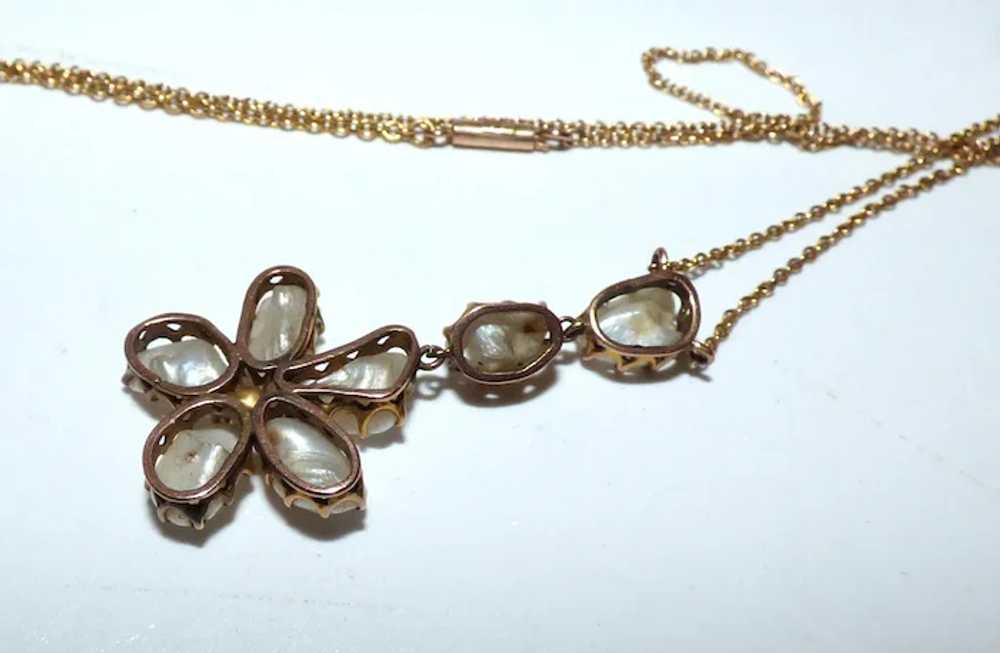 Rare Antique Victorian 15ct Gold Baroque Pearl Fl… - image 6