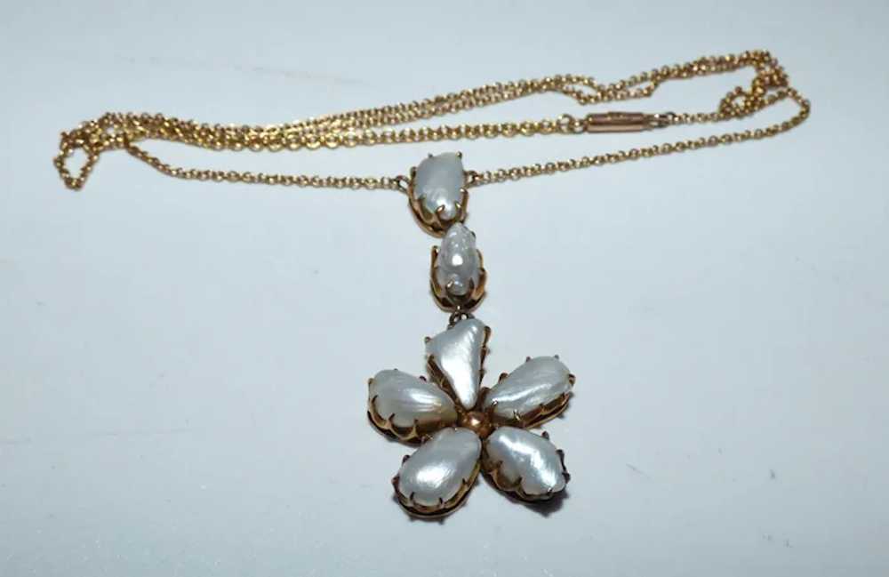 Rare Antique Victorian 15ct Gold Baroque Pearl Fl… - image 8