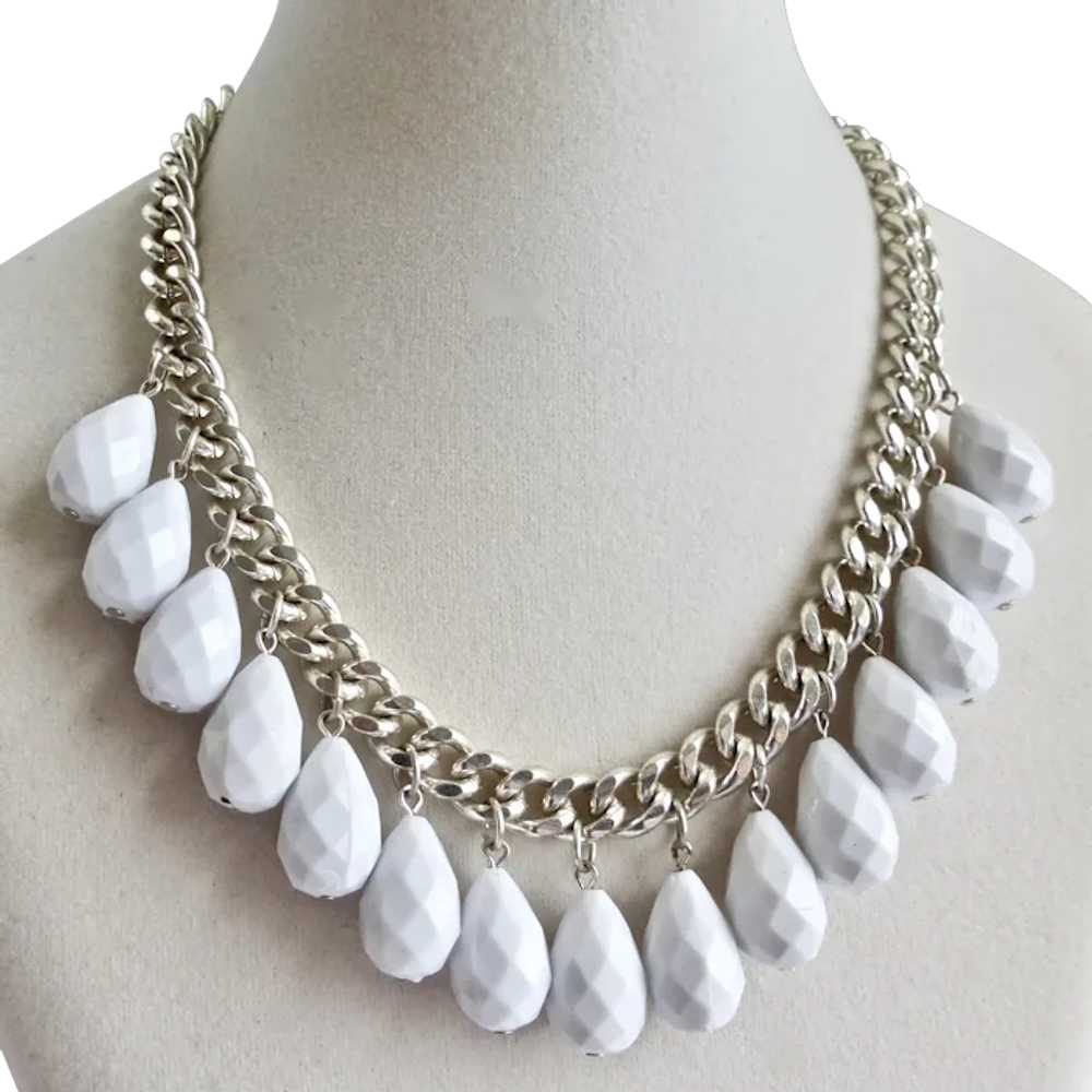 Fun Choker of Faceted Plump White Acrylic Teardro… - image 1