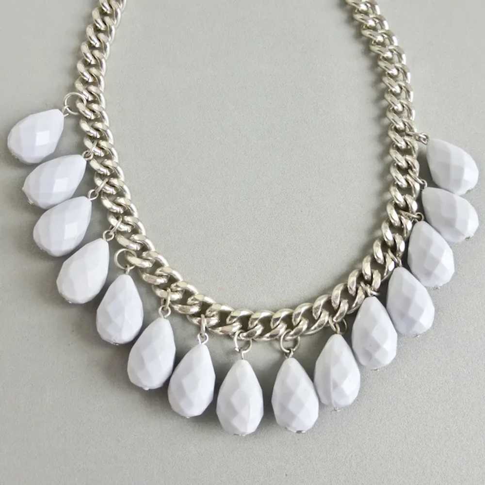 Fun Choker of Faceted Plump White Acrylic Teardro… - image 2