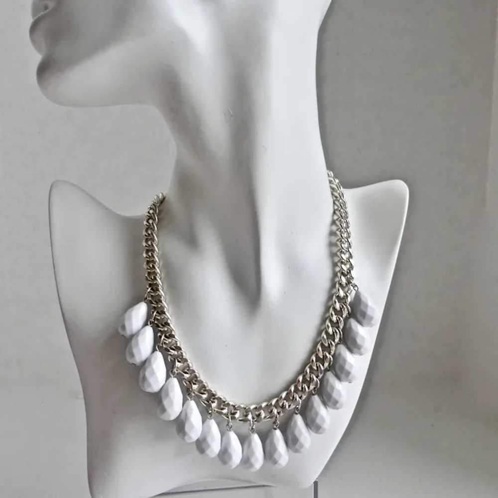 Fun Choker of Faceted Plump White Acrylic Teardro… - image 3