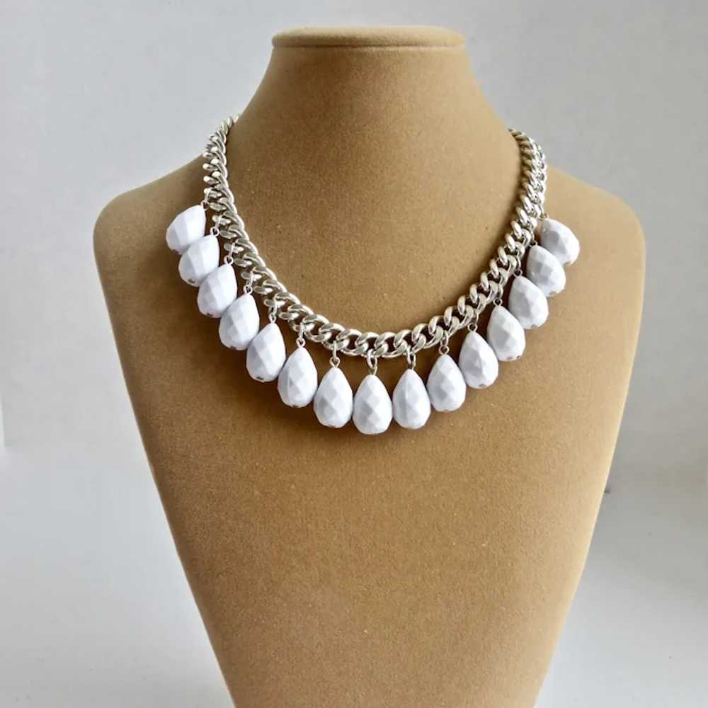 Fun Choker of Faceted Plump White Acrylic Teardro… - image 4