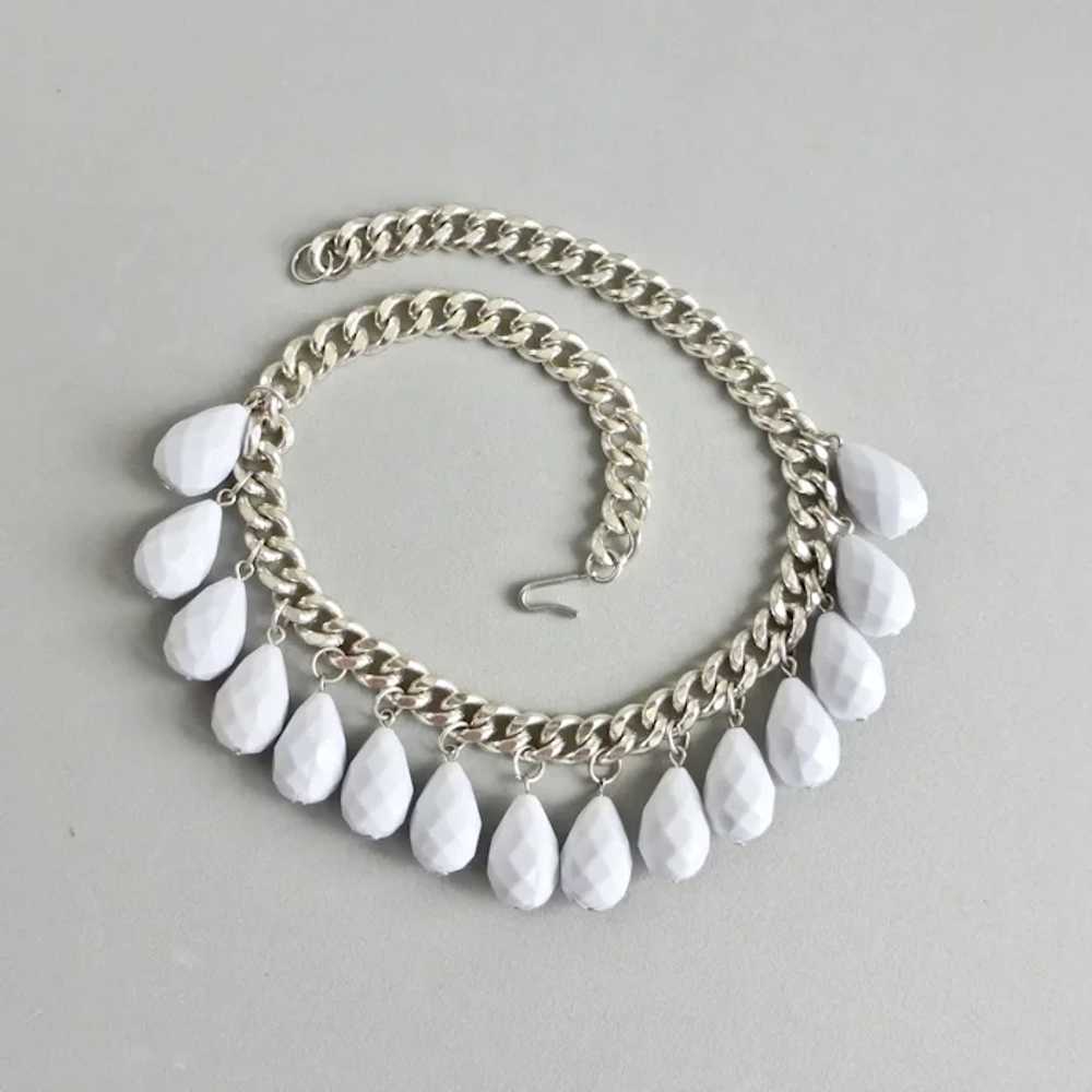 Fun Choker of Faceted Plump White Acrylic Teardro… - image 5