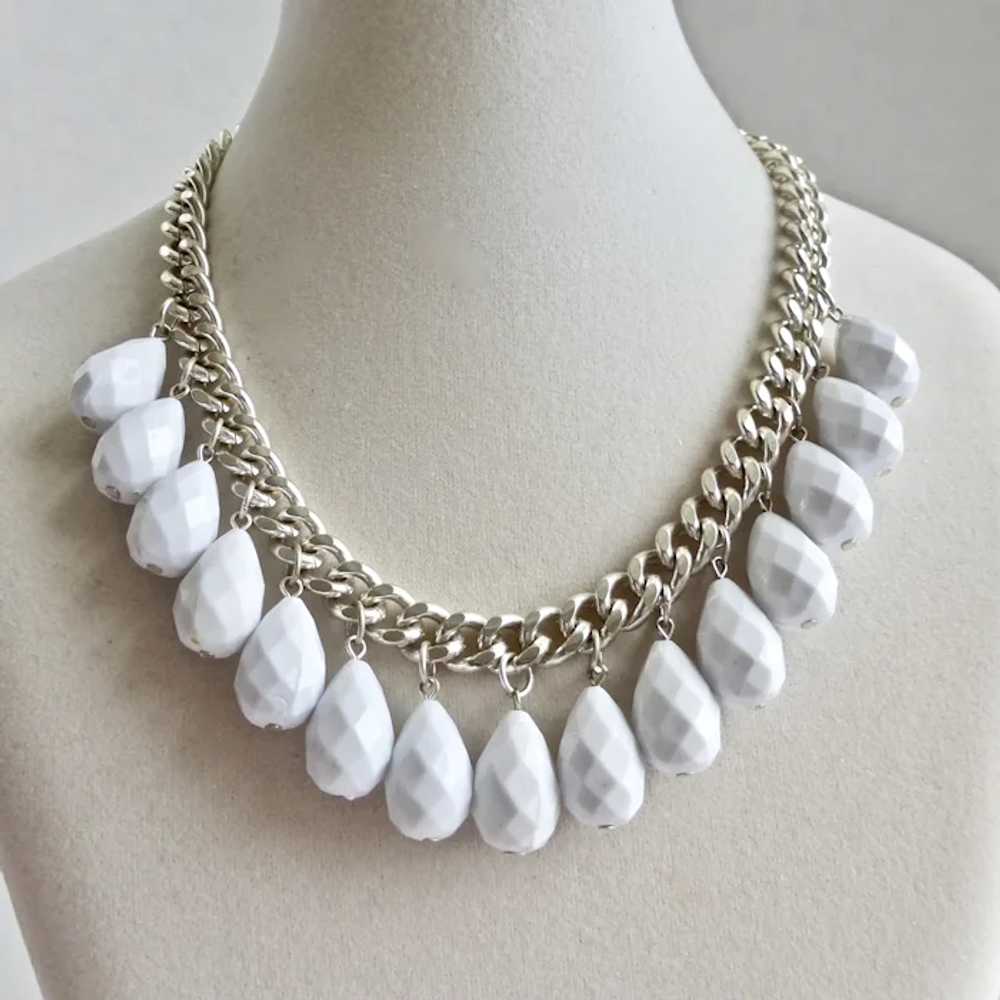 Fun Choker of Faceted Plump White Acrylic Teardro… - image 6