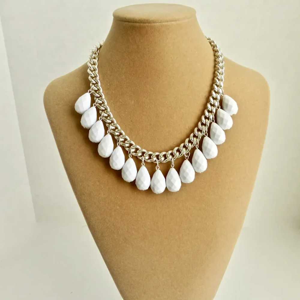 Fun Choker of Faceted Plump White Acrylic Teardro… - image 8