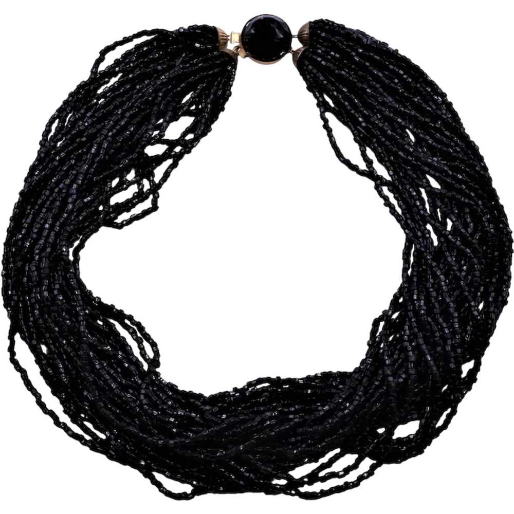 Torsade Necklace Black Seed Bead - image 1