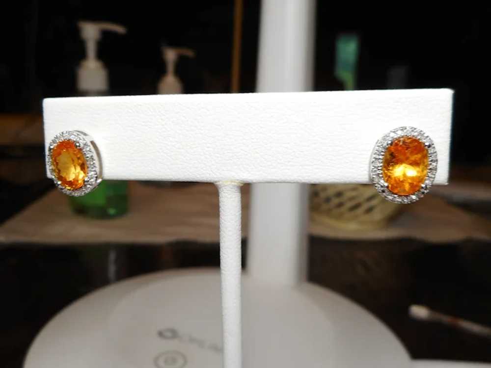 Diamond Orange Mandarin Spessartite Garnet Earrin… - image 10