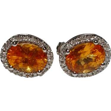 Diamond Orange Mandarin Spessartite Garnet Earrin… - image 1