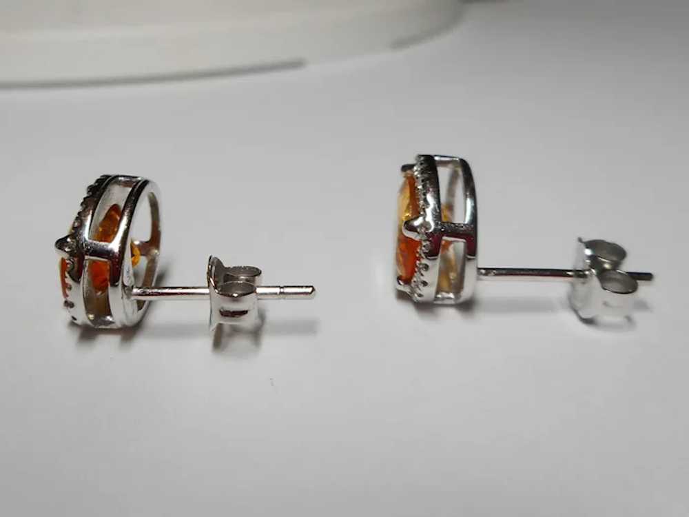 Diamond Orange Mandarin Spessartite Garnet Earrin… - image 5